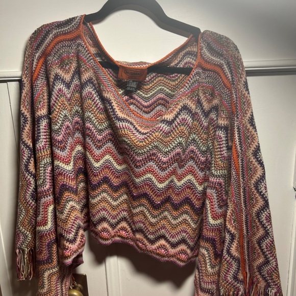 Missoni Multicolor Stripe Fringe Poncho One Size - Picture 6 of 7